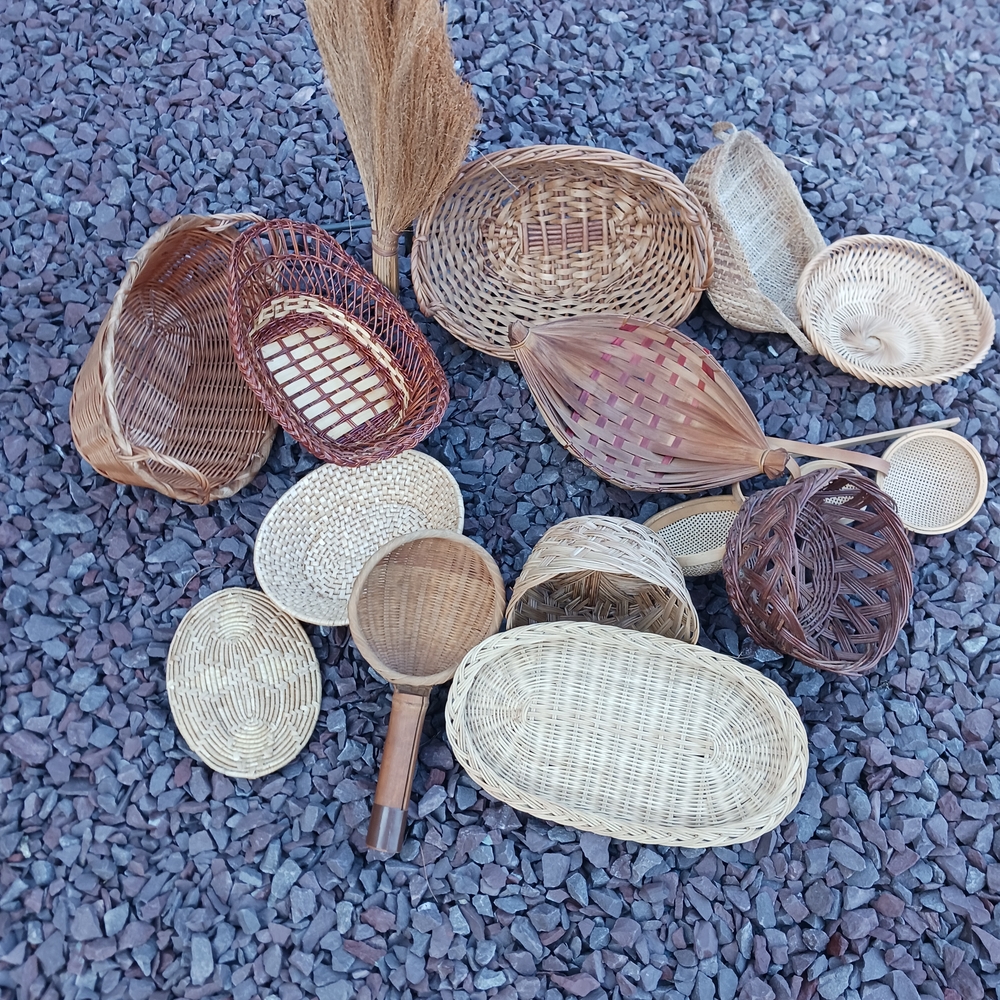Handcrafted Woven Basket Set - Brown and Tan